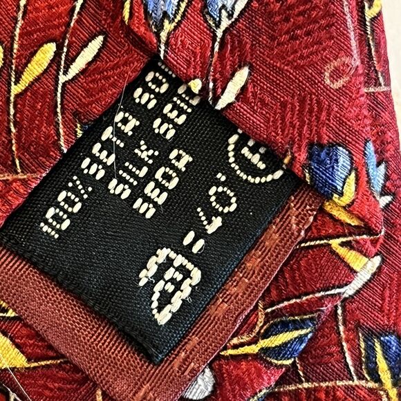 Ermenegildo Zegna Necktie Red Floral Tie 100% Silk Italy 60x3.5 - Picture 5 of 6
